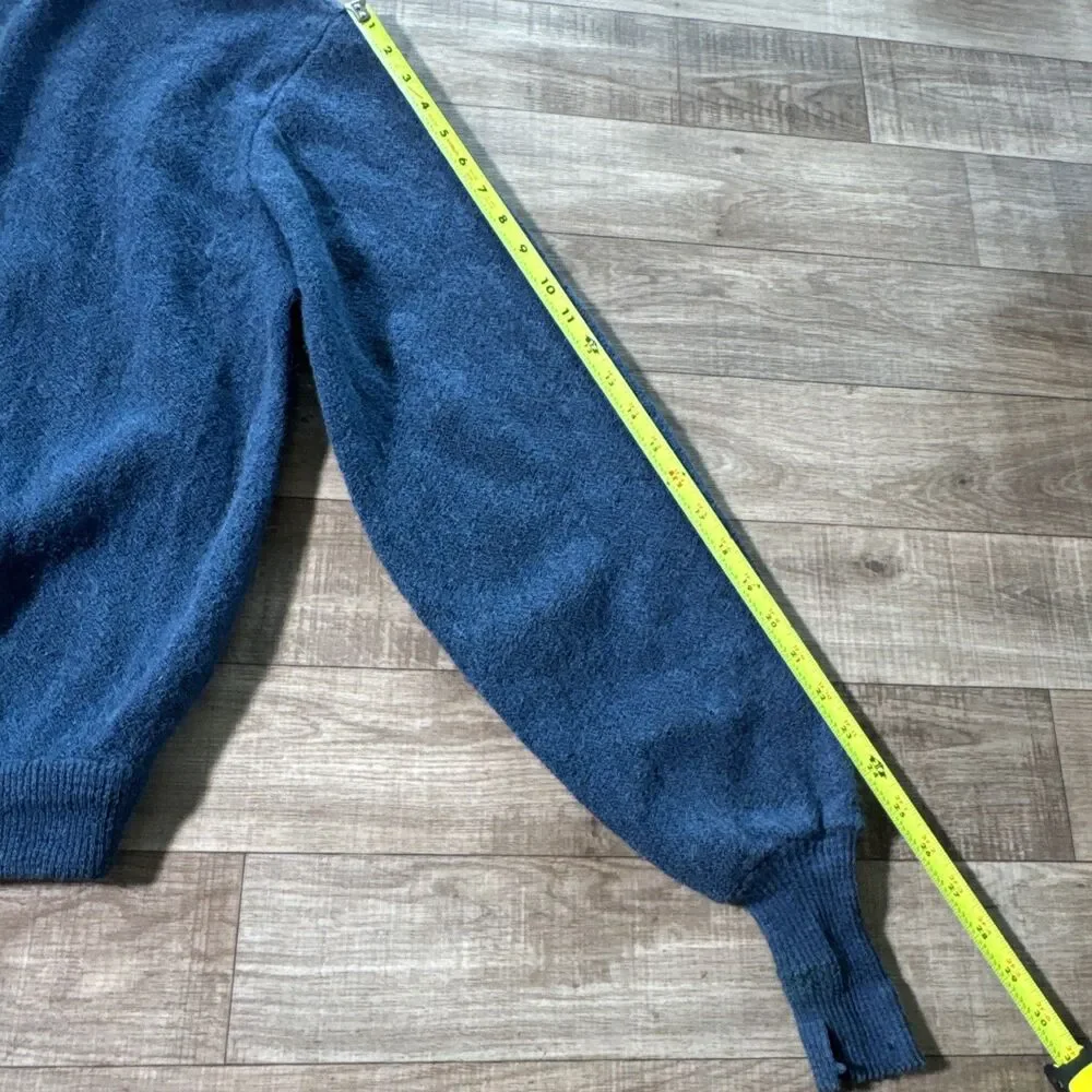 Jantzen Vintage Mens L Blue Marl Knit Button Front Cardigan Sweater Made in USA